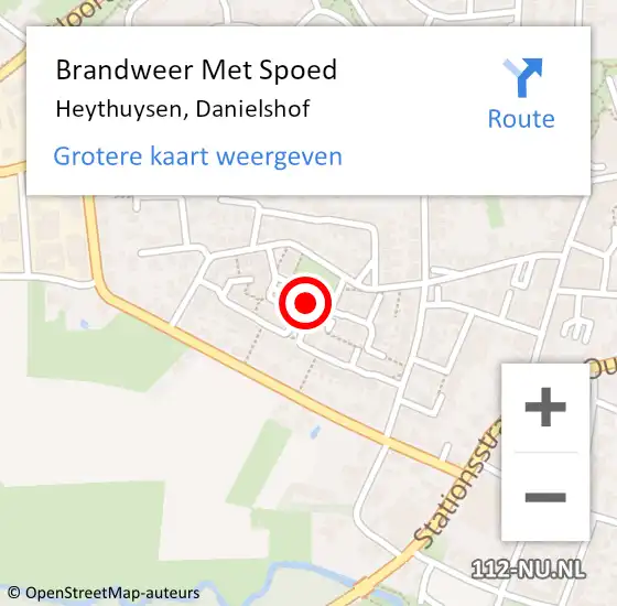 Locatie op kaart van de 112 melding: Brandweer Met Spoed Naar Heythuysen, Danielshof op 9 juli 2017 20:08