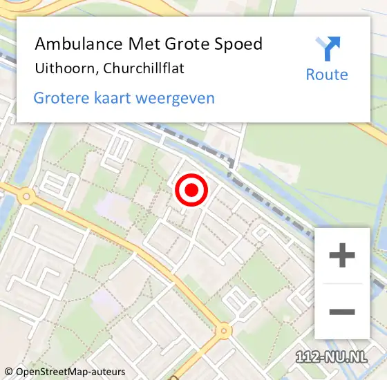 Locatie op kaart van de 112 melding: Ambulance Met Grote Spoed Naar Uithoorn, Churchillflat op 9 juli 2017 20:29