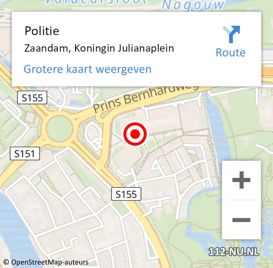 Locatie op kaart van de 112 melding: Politie Zaandam, Koningin Julianaplein op 9 juli 2017 20:41