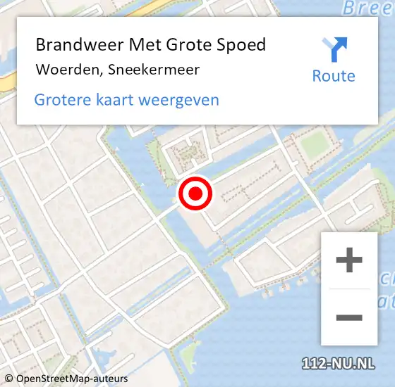 Locatie op kaart van de 112 melding: Brandweer Met Grote Spoed Naar Woerden, Sneekermeer op 9 juli 2017 21:07