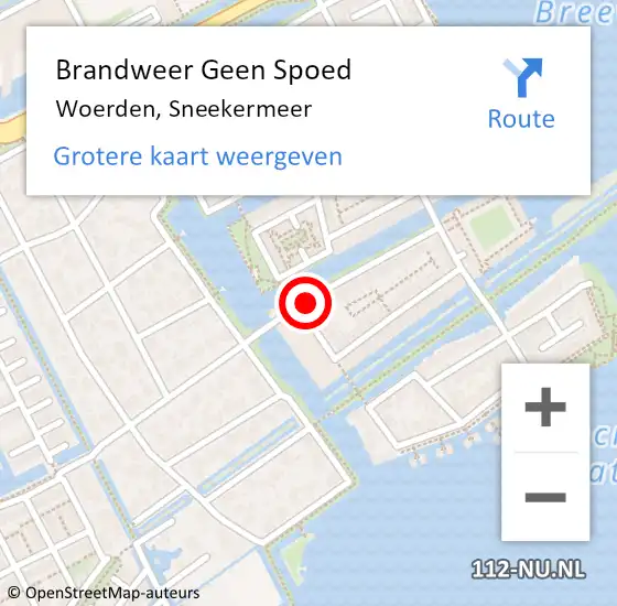 Locatie op kaart van de 112 melding: Brandweer Geen Spoed Naar Woerden, Sneekermeer op 9 juli 2017 21:08