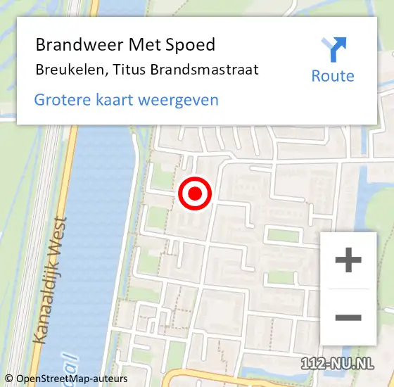 Locatie op kaart van de 112 melding: Brandweer Met Spoed Naar Breukelen, Titus Brandsmastraat op 9 juli 2017 21:09