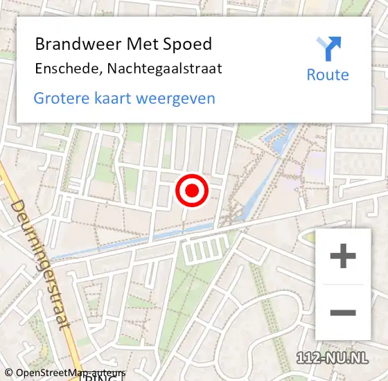 Locatie op kaart van de 112 melding: Brandweer Met Spoed Naar Enschede, Nachtegaalstraat op 9 juli 2017 21:32