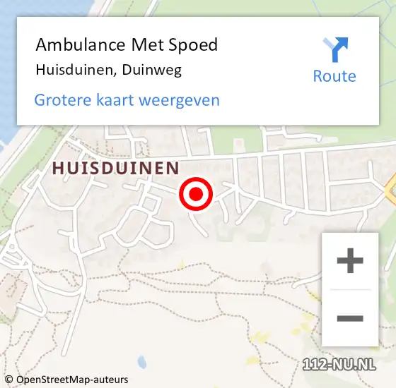 Locatie op kaart van de 112 melding: Ambulance Met Spoed Naar Huisduinen, Duinweg op 9 juli 2017 22:35