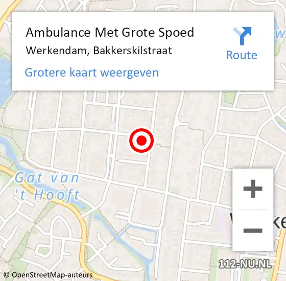 Locatie op kaart van de 112 melding: Ambulance Met Grote Spoed Naar Werkendam, Bakkerskilstraat op 9 juli 2017 23:19