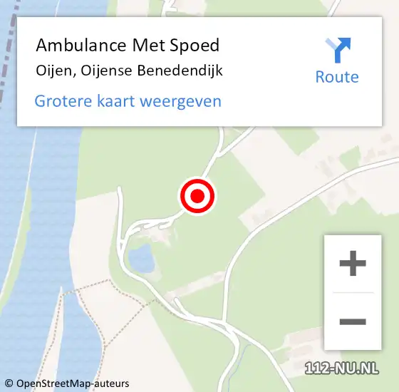 Locatie op kaart van de 112 melding: Ambulance Met Spoed Naar Oijen, Oijense Benedendijk op 9 juli 2017 23:20