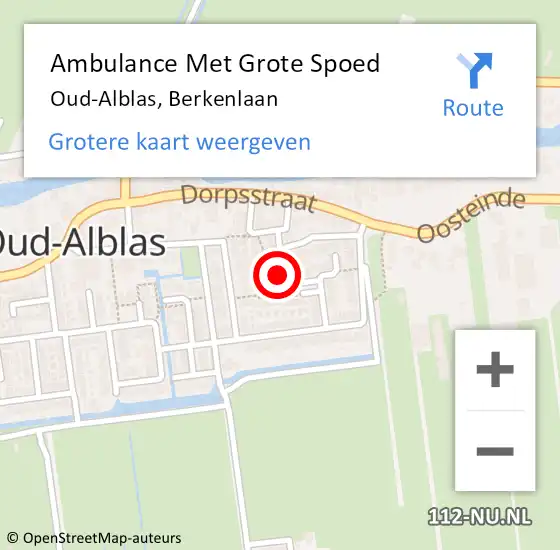 Locatie op kaart van de 112 melding: Ambulance Met Grote Spoed Naar Oud-Alblas, Berkenlaan op 9 juli 2017 23:49