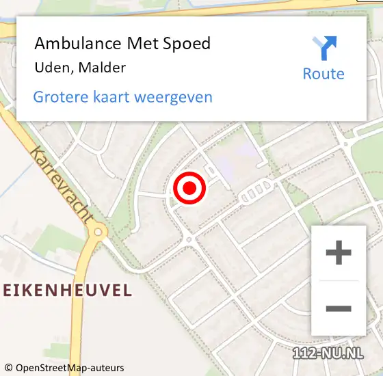 Locatie op kaart van de 112 melding: Ambulance Met Spoed Naar Uden, Malder op 10 juli 2017 00:03