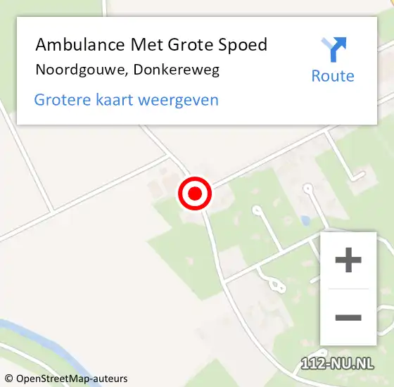 Locatie op kaart van de 112 melding: Ambulance Met Grote Spoed Naar Noordgouwe, Donkereweg op 10 juli 2017 01:40