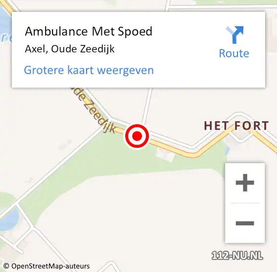 Locatie op kaart van de 112 melding: Ambulance Met Spoed Naar Axel, Oude Zeedijk op 10 juli 2017 01:40