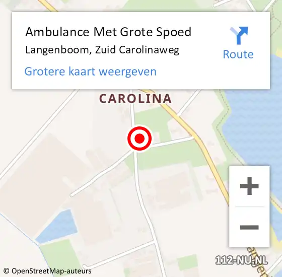 Locatie op kaart van de 112 melding: Ambulance Met Grote Spoed Naar Langenboom, Zuid Carolinaweg op 10 juli 2017 02:06