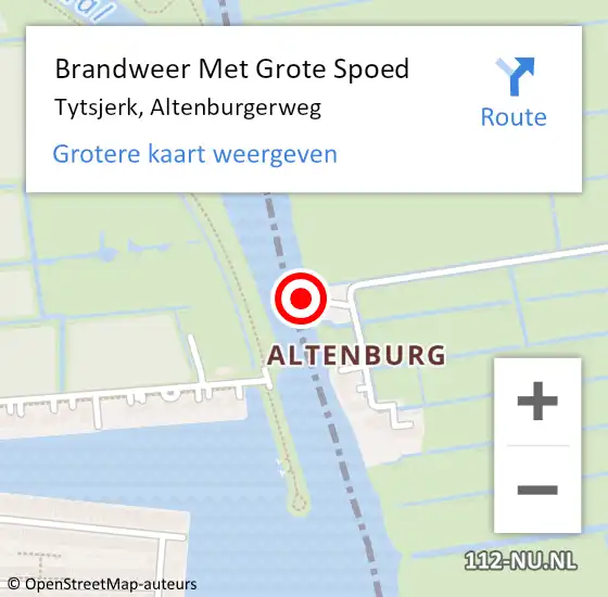 Locatie op kaart van de 112 melding: Brandweer Met Grote Spoed Naar Tytsjerk, Altenburgerweg op 20 september 2013 13:29