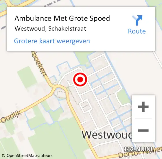 Locatie op kaart van de 112 melding: Ambulance Met Grote Spoed Naar Westwoud, Schakelstraat op 10 juli 2017 04:38