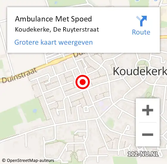 Locatie op kaart van de 112 melding: Ambulance Met Spoed Naar Koudekerke, De Ruyterstraat op 10 juli 2017 05:24