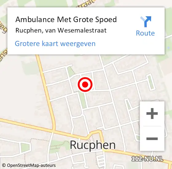 Locatie op kaart van de 112 melding: Ambulance Met Grote Spoed Naar Rucphen, van Wesemalestraat op 10 juli 2017 06:38