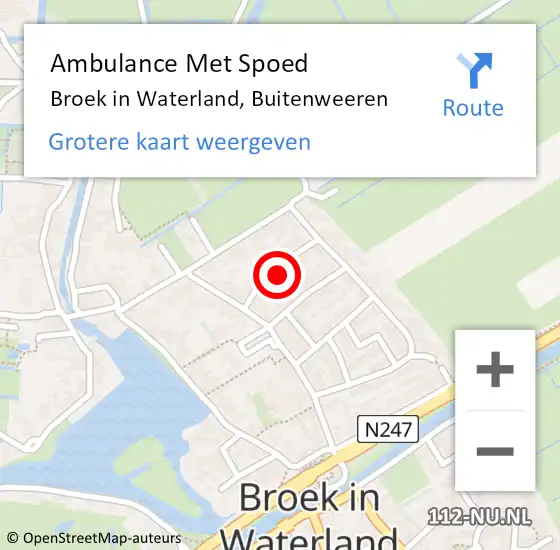 Locatie op kaart van de 112 melding: Ambulance Met Spoed Naar Broek in Waterland, Buitenweeren op 10 juli 2017 07:57