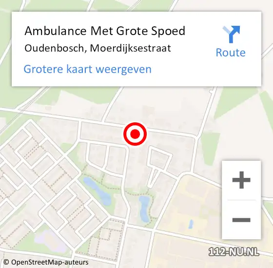 Locatie op kaart van de 112 melding: Ambulance Met Grote Spoed Naar Oudenbosch, Moerdijksestraat op 10 juli 2017 09:11