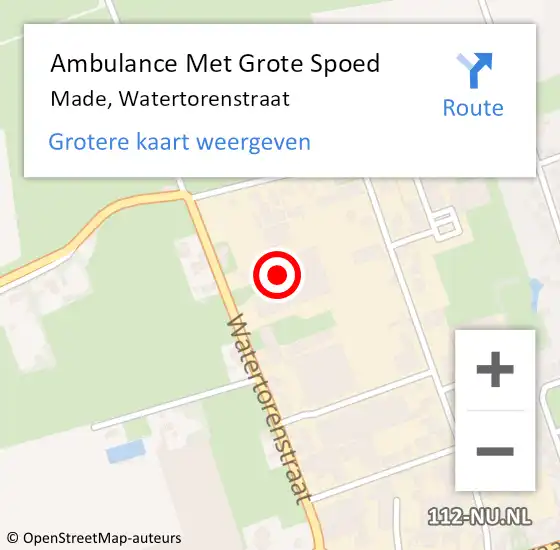 Locatie op kaart van de 112 melding: Ambulance Met Grote Spoed Naar Made, Watertorenstraat op 10 juli 2017 09:15