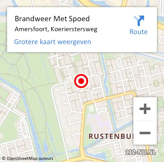 Locatie op kaart van de 112 melding: Brandweer Met Spoed Naar Amersfoort, Koerierstersweg op 10 juli 2017 09:59