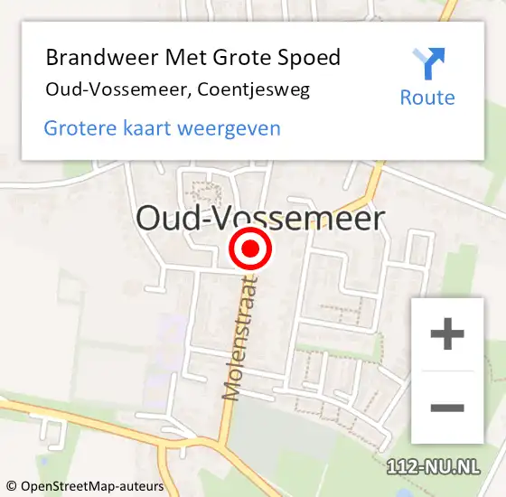 Locatie op kaart van de 112 melding: Brandweer Met Grote Spoed Naar Oud-Vossemeer, Coentjesweg op 10 juli 2017 10:08