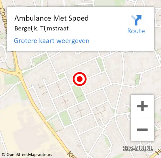 Locatie op kaart van de 112 melding: Ambulance Met Spoed Naar Bergeijk, Tijmstraat op 10 juli 2017 10:19