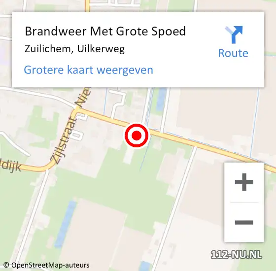 Locatie op kaart van de 112 melding: Brandweer Met Grote Spoed Naar Zuilichem, Uilkerweg op 10 juli 2017 11:19