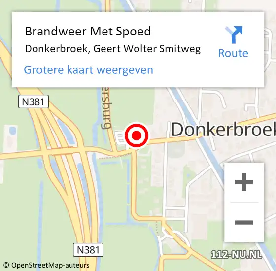 Locatie op kaart van de 112 melding: Brandweer Met Spoed Naar Donkerbroek, Geert Wolter Smitweg op 10 juli 2017 11:25