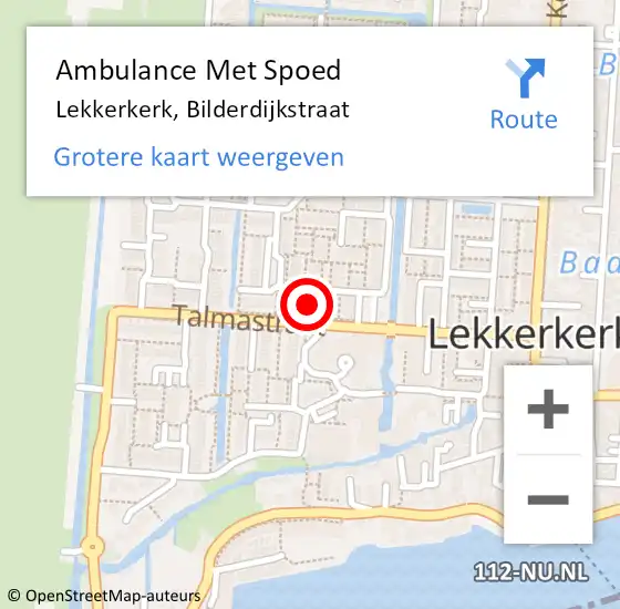 Locatie op kaart van de 112 melding: Ambulance Met Spoed Naar Lekkerkerk, Bilderdijkstraat op 10 juli 2017 11:30