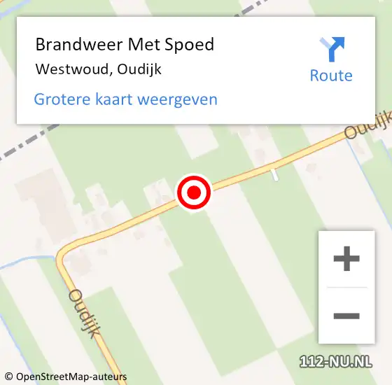 Locatie op kaart van de 112 melding: Brandweer Met Spoed Naar Westwoud, Oudijk op 10 juli 2017 12:17