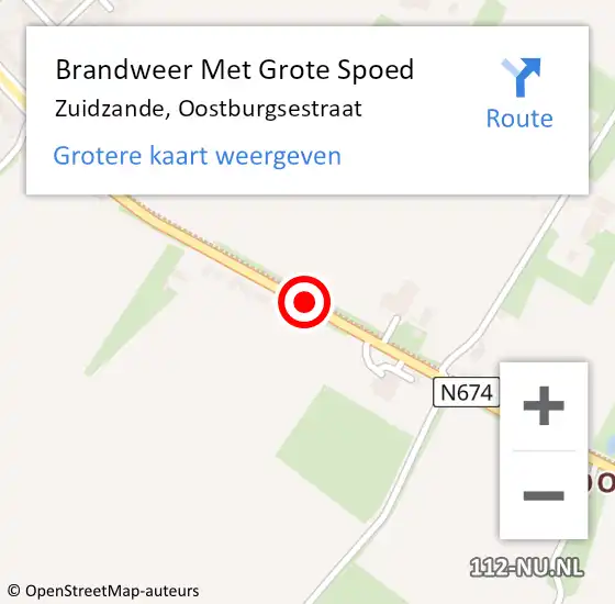 Locatie op kaart van de 112 melding: Brandweer Met Grote Spoed Naar Zuidzande, Oostburgsestraat op 10 juli 2017 12:20