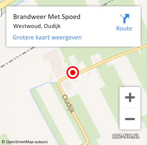 Locatie op kaart van de 112 melding: Brandweer Met Spoed Naar Westwoud, Oudijk op 10 juli 2017 12:21