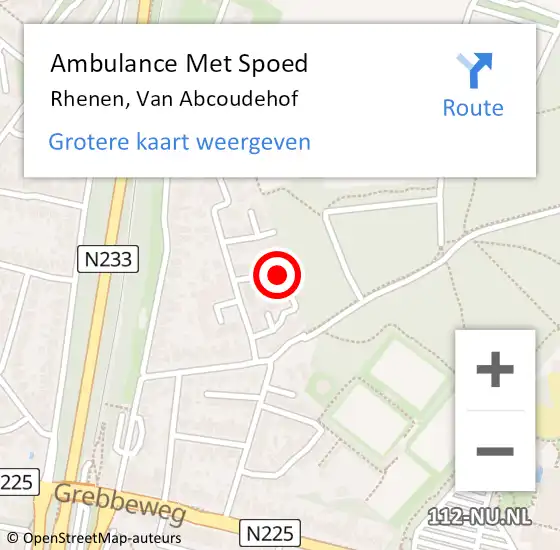 Locatie op kaart van de 112 melding: Ambulance Met Spoed Naar Rhenen, Van Abcoudehof op 10 juli 2017 12:42