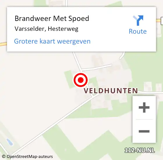 Locatie op kaart van de 112 melding: Brandweer Met Spoed Naar Varsselder, Hesterweg op 10 juli 2017 13:01