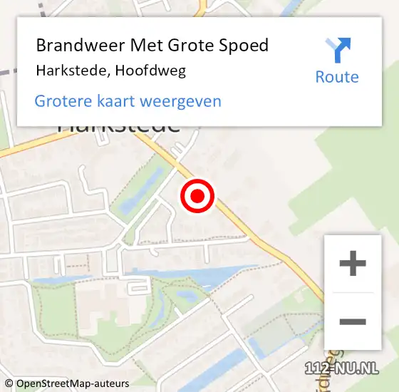 Locatie op kaart van de 112 melding: Brandweer Met Grote Spoed Naar Harkstede, Hoofdweg op 10 juli 2017 13:59