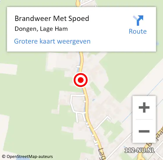 Locatie op kaart van de 112 melding: Brandweer Met Spoed Naar Dongen, Lage Ham op 10 juli 2017 14:14