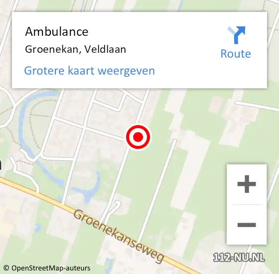 Locatie op kaart van de 112 melding: Ambulance Groenekan, Veldlaan op 10 juli 2017 14:23