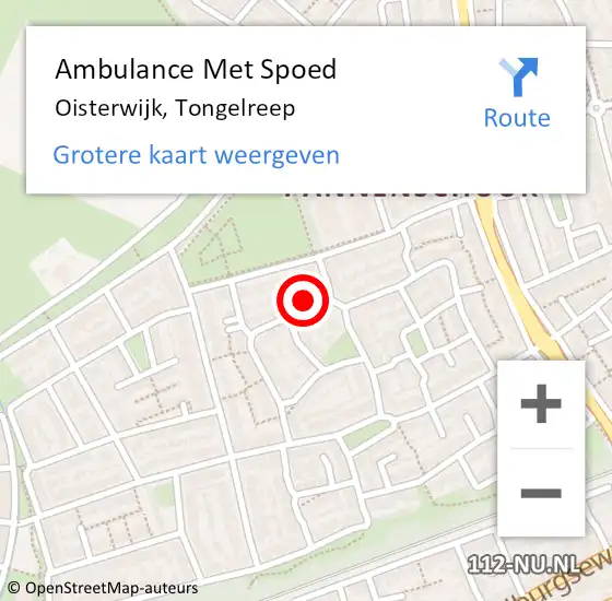 Locatie op kaart van de 112 melding: Ambulance Met Spoed Naar Oisterwijk, Tongelreep op 10 juli 2017 14:34