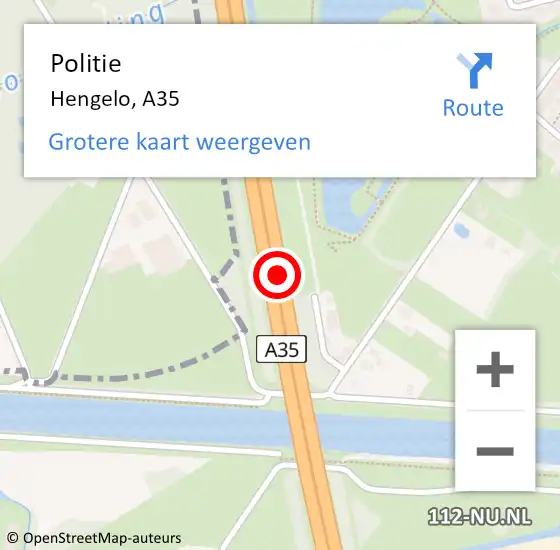 Locatie op kaart van de 112 melding: Politie Hengelo, A35 op 10 juli 2017 14:34