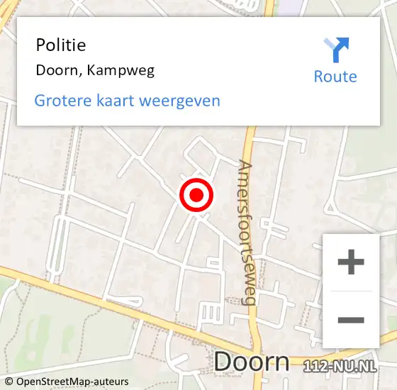 Locatie op kaart van de 112 melding: Politie Doorn, Kampweg op 10 juli 2017 14:39