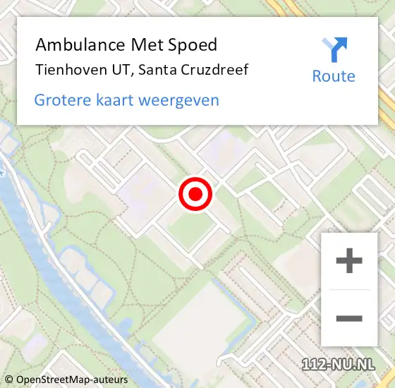 Locatie op kaart van de 112 melding: Ambulance Met Spoed Naar Tienhoven UT, Santa Cruzdreef op 10 juli 2017 14:45