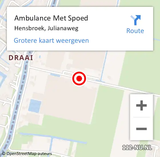 Locatie op kaart van de 112 melding: Ambulance Met Spoed Naar Hensbroek, Julianaweg op 10 juli 2017 15:00