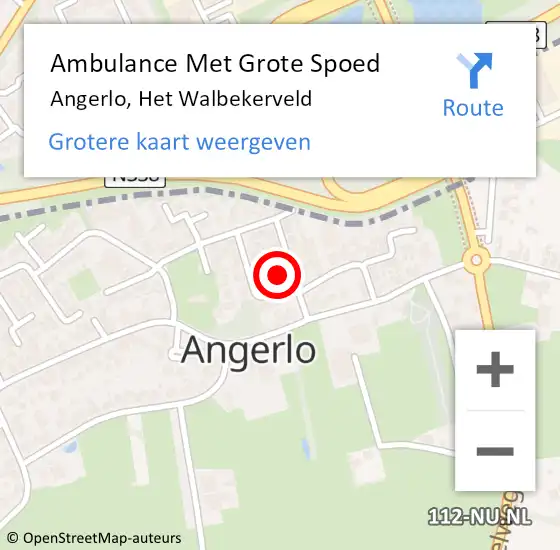 Locatie op kaart van de 112 melding: Ambulance Met Grote Spoed Naar Angerlo, Het Walbekerveld op 10 juli 2017 15:07