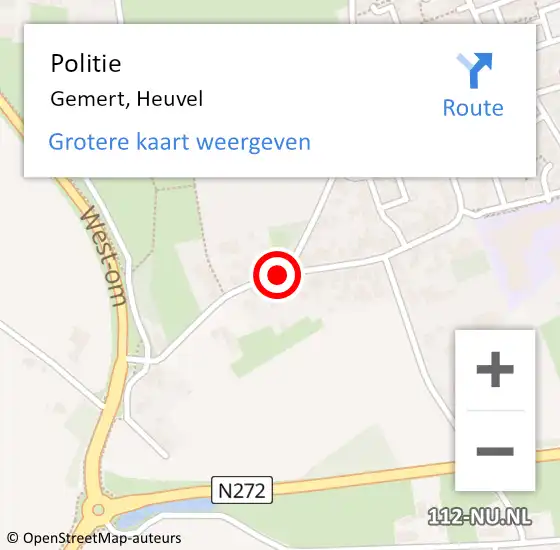 Locatie op kaart van de 112 melding: Politie Gemert, Heuvel op 10 juli 2017 15:31