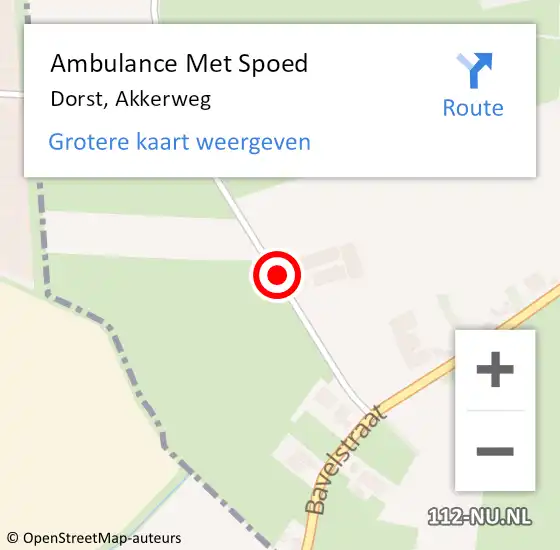 Locatie op kaart van de 112 melding: Ambulance Met Spoed Naar Dorst, Akkerweg op 10 juli 2017 15:37