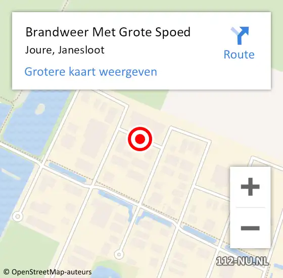 Locatie op kaart van de 112 melding: Brandweer Met Grote Spoed Naar Joure, Janesloot op 10 juli 2017 15:39