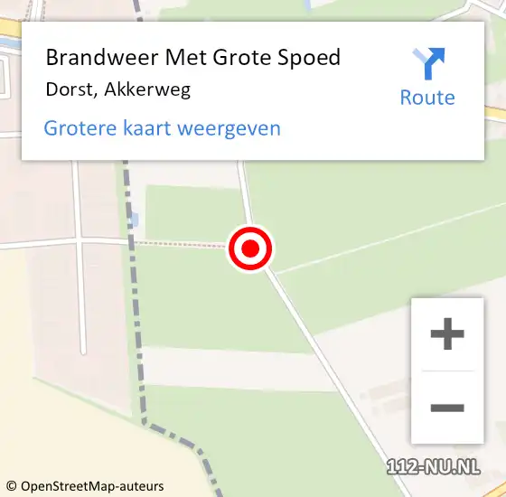 Locatie op kaart van de 112 melding: Brandweer Met Grote Spoed Naar Dorst, Akkerweg op 10 juli 2017 15:44