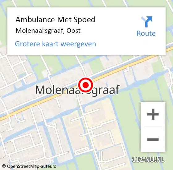 Locatie op kaart van de 112 melding: Ambulance Met Spoed Naar Molenaarsgraaf, Oost op 10 juli 2017 16:11