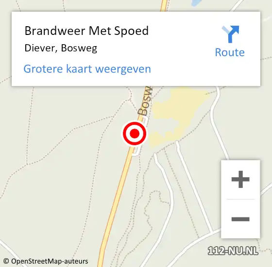 Locatie op kaart van de 112 melding: Brandweer Met Spoed Naar Diever, Bosweg op 10 juli 2017 16:49