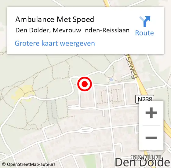 Locatie op kaart van de 112 melding: Ambulance Met Spoed Naar Den Dolder, Mevrouw Inden-Reisslaan op 10 juli 2017 18:08