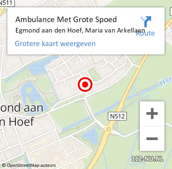 Locatie op kaart van de 112 melding: Ambulance Met Grote Spoed Naar Egmond aan den Hoef, Maria van Arkellaan op 10 juli 2017 18:40